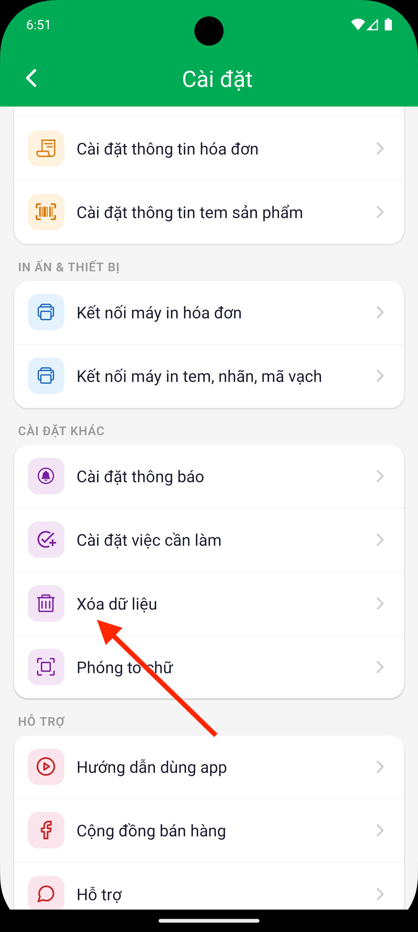Bước 2: Chọn Xóa dữ liệu trong phần Cài đặt khác